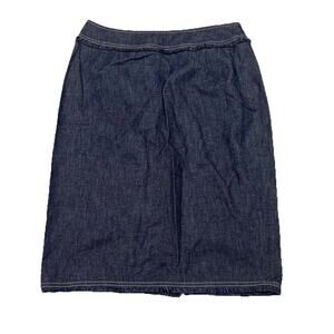 Escada Skirt Size 36 (S / 6) Blue Denim Chambray Pencil Dark Wash Frayed Hem Zip